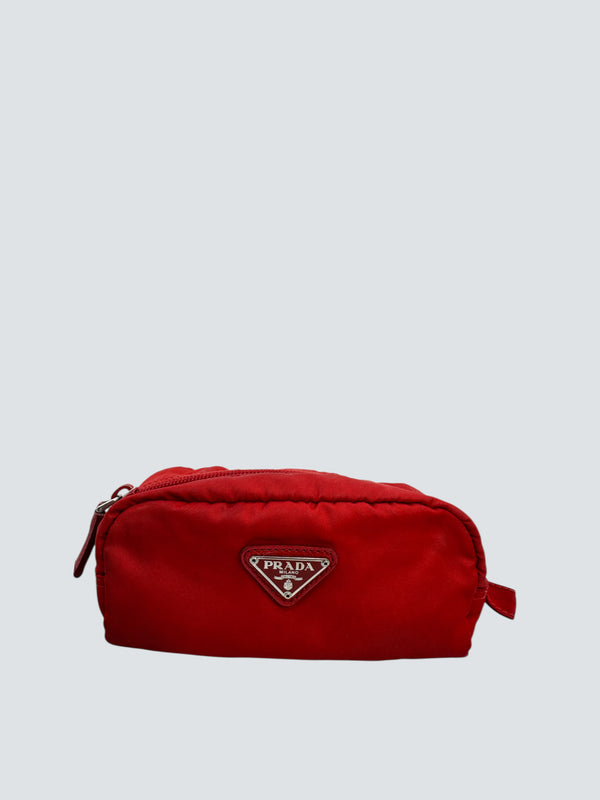 Prada Red Nylon Makeup Bag