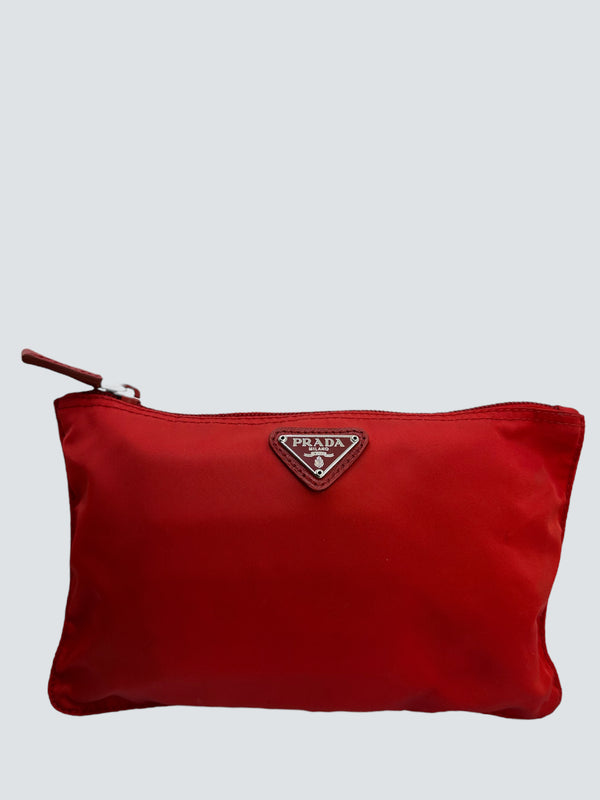Prada Red Nylon Makeup Bag