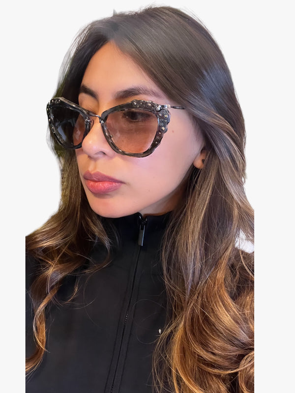 Miu Miu Grey / Pewter Embellished Sunglasses