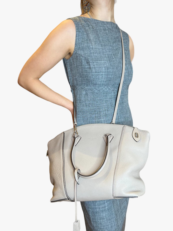 Louis Vuitton Taupe Grey Leather Soft Lockit Tote with Shoulder Strap