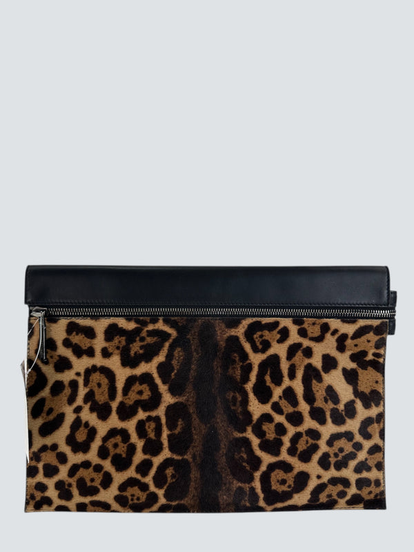 Victoria Beckham Leapord Print  Leather Clutch