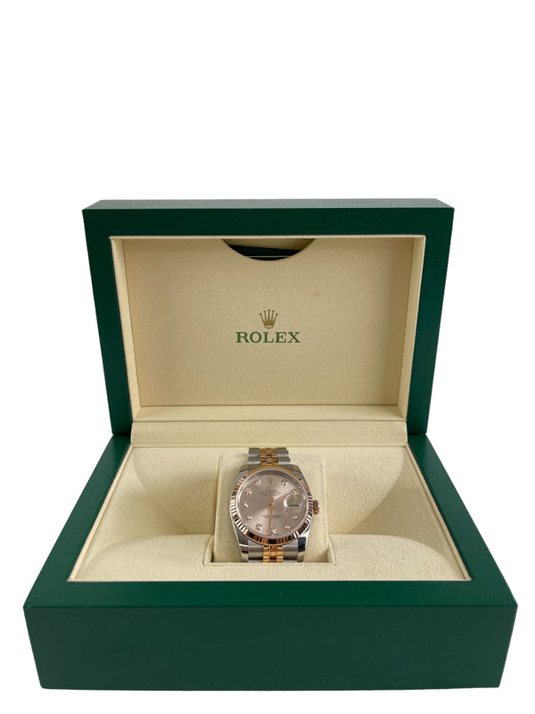 Rolex Rosegold Oyster Perpetual Datejust 36MM Watch with Diamonds