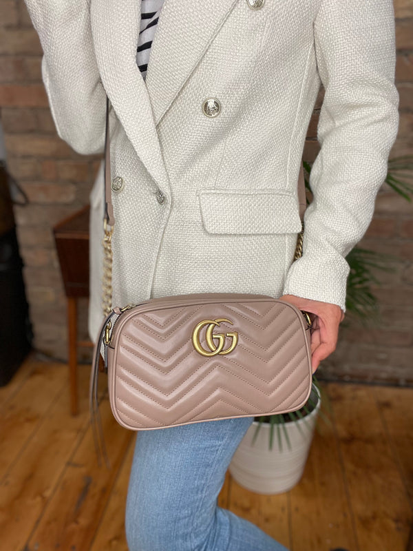 Gucci Taupe Leather Marmont Crossbody