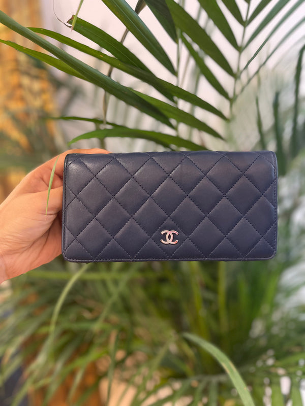 Chanel Cobalt Blue Leather Lambskin Wallet