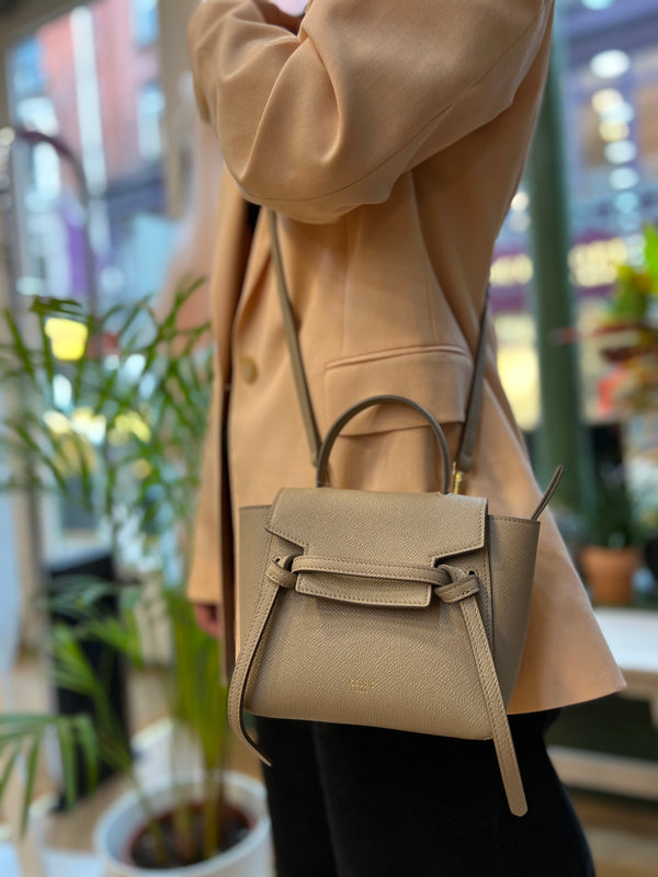 Celine Taupe Leather Mini Belt Bag