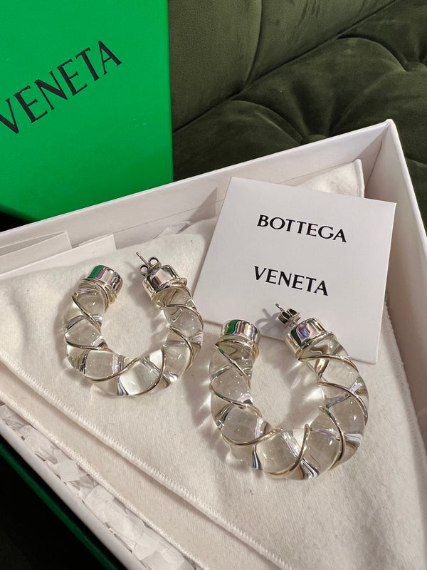 Bottega Clear Glass Swirl Earrings