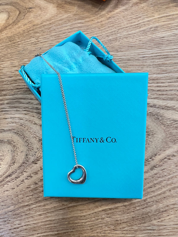 Tiffany and Co. X Elsa Pereti Sterling Silver Open Heart Necklace