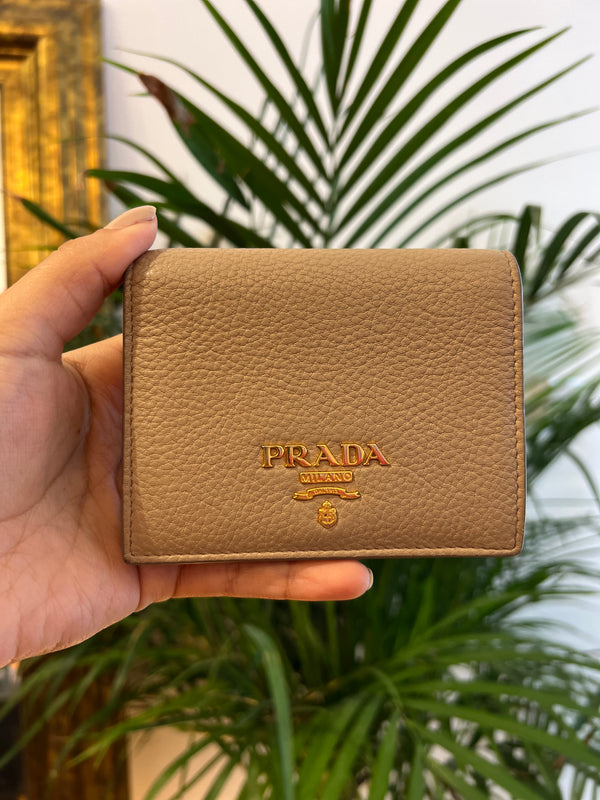 Prada Taupe Leather Wallet