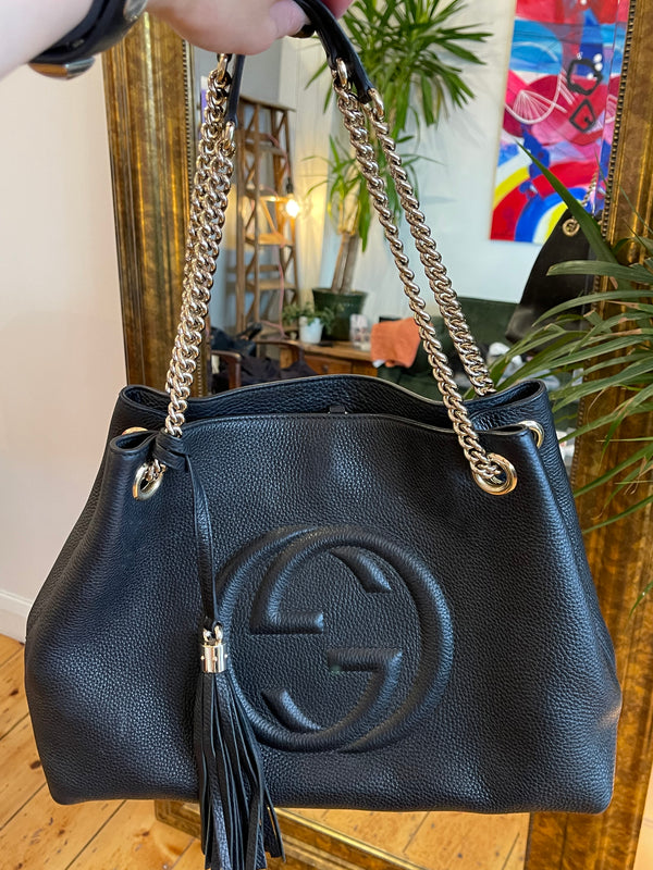 Part payment only - Gucci Black Grained Leather Soho Tote