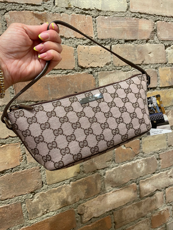 Gucci Pink Monogram Pochette Handbag