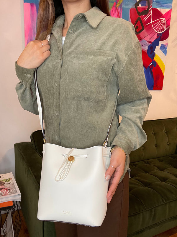Ralph Lauren White Leather Bucket Bag