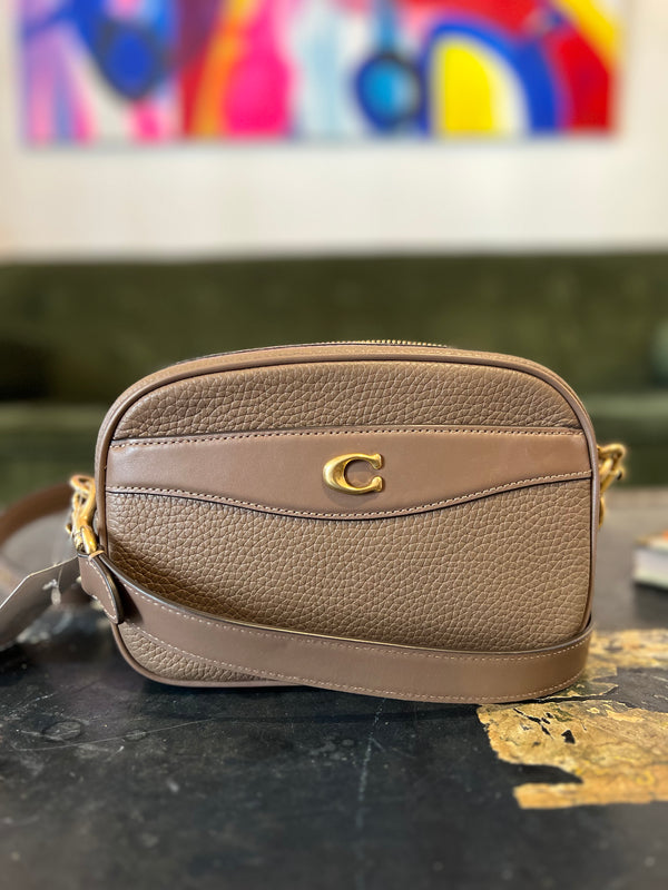 Coach Brown/Taupe Leather Crossbody Camera Bag