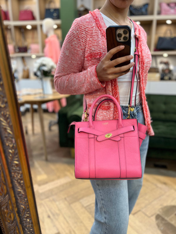 Mulberry Pink Leather Small Zipped Bayswater Crossbody
