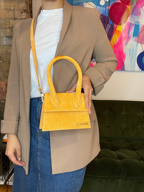 Jacquemus Mustard Yellow Suede Le Chiquito Crossbody