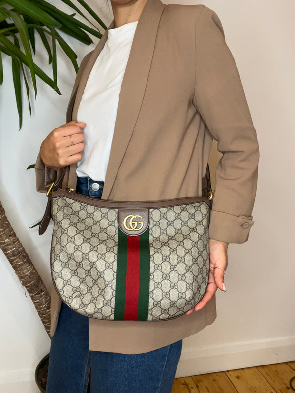 Gucci Monogram Canvas Ophidia Shoulder Bag