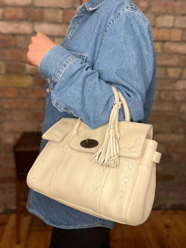 Mulberry Cream Leather Mini Bayswater Tote