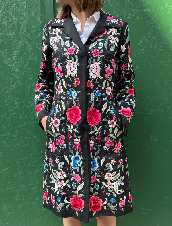 Vintage Floral Silk Blazer - Size Medium