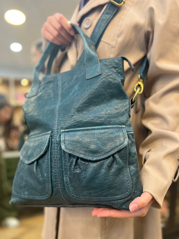 Fossil Green Leather Satchel