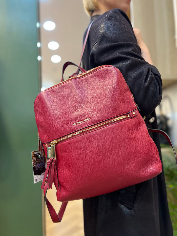 Michael Kors Red Leather Backpack
