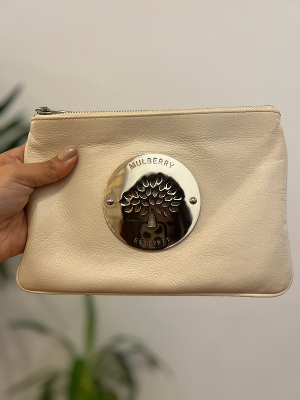 Mulberry Cream Leather Clutch