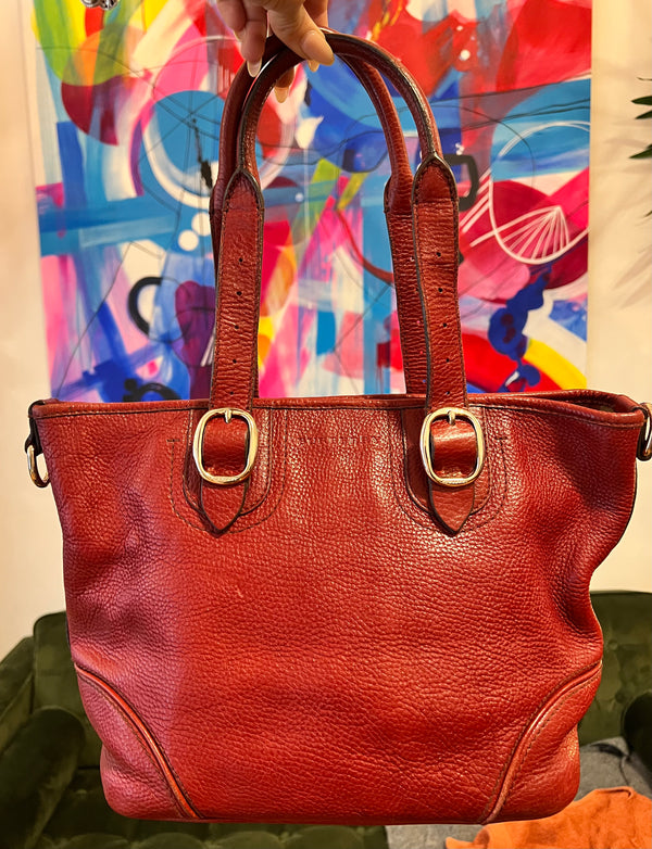 Burberry Vintage Red Leather Tote