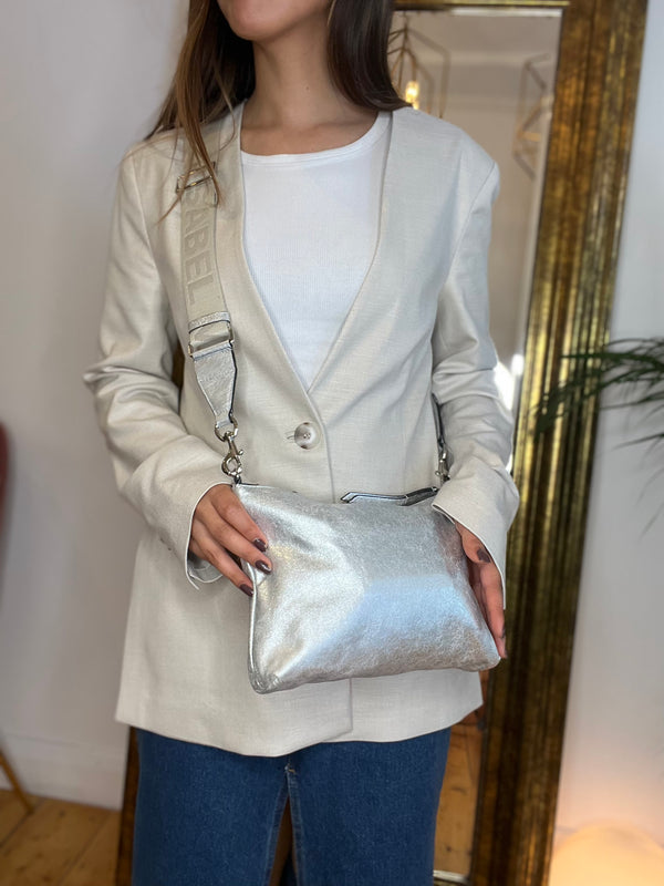 Isabel Marant Silver Leather Nessah Shoulder Bag