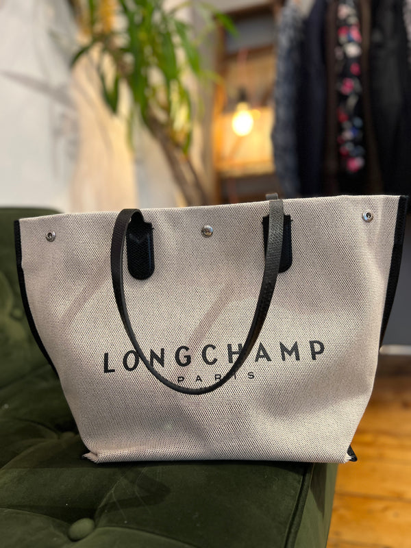 Longchamp Beige Canvas Handbag