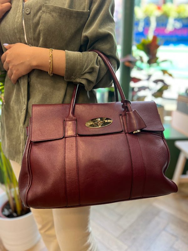 Mulberry Burgundy Leather Bayswater Tote
