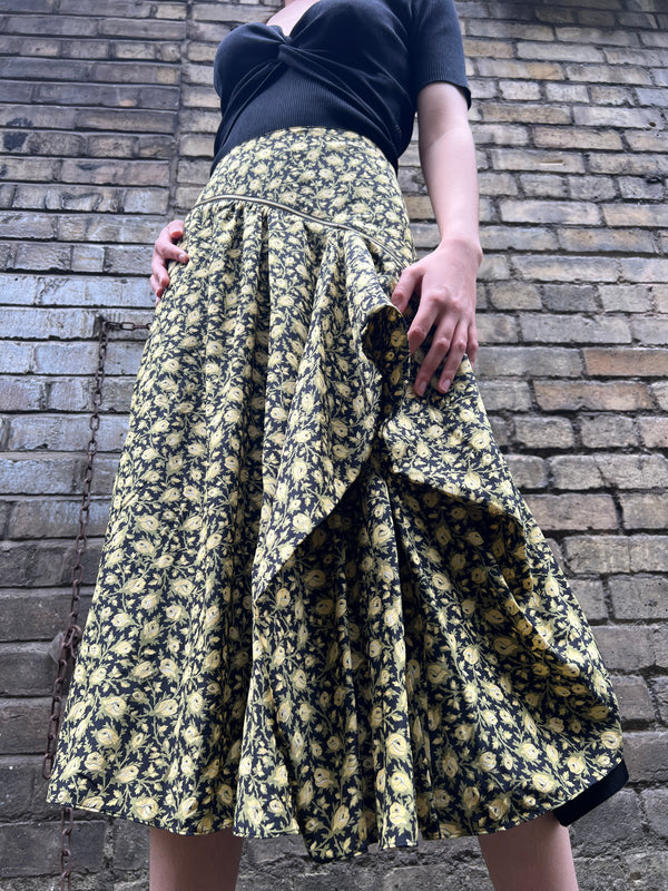 Burberry Floral Long Silk Skirt - Size UK 8