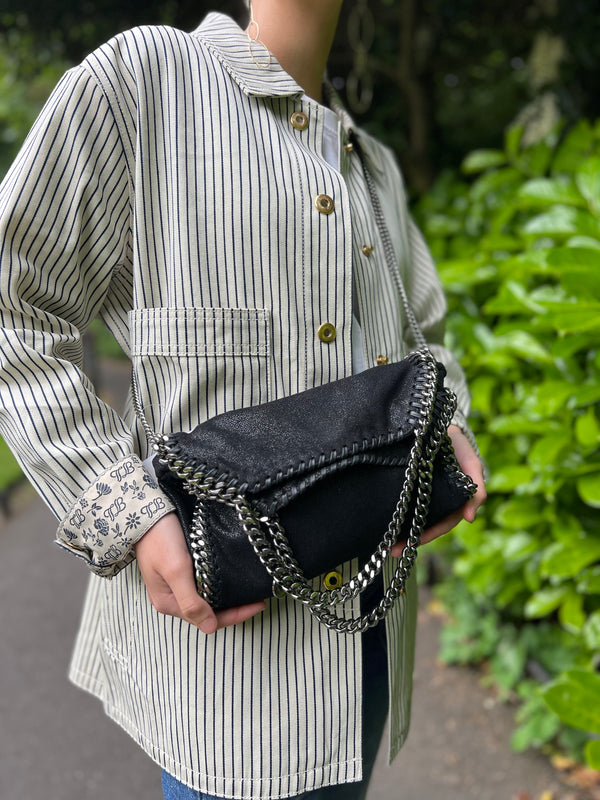 Stella McCartney Small Black Faux Leather Fallabella Shoulder Bag