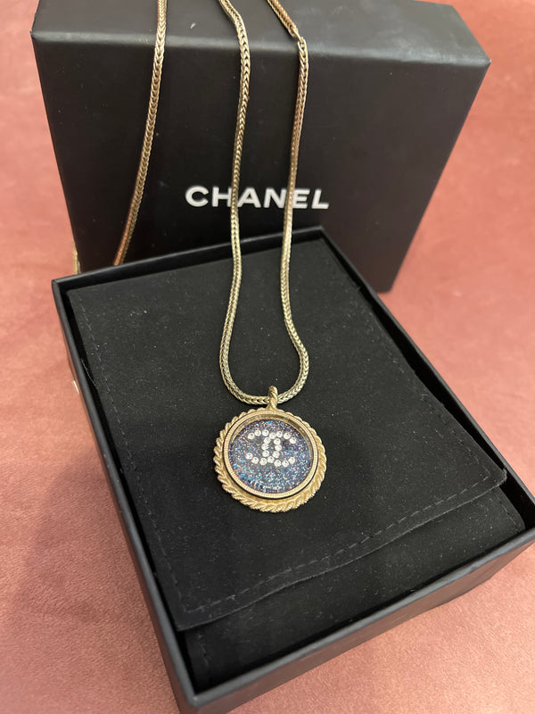 Chanel Goldtone Circle Pendant Necklace
