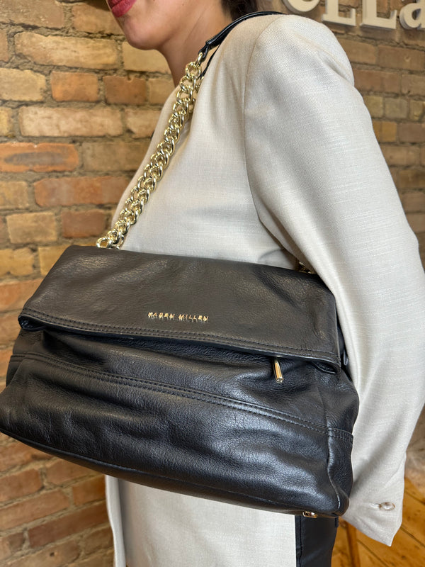 Karen Millen Black Leather Shoulder Bag