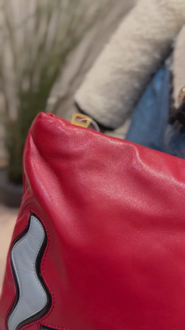 Prada Red Nappa Leather Oversized Clutch