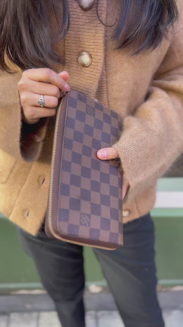 Louis Vuitton Damier Ebene Large Travel Zip Around Wallet - Main Image