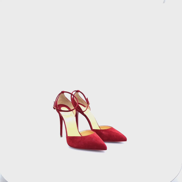 Christian Louboutin Red Suede Heels - Size UK 3.5