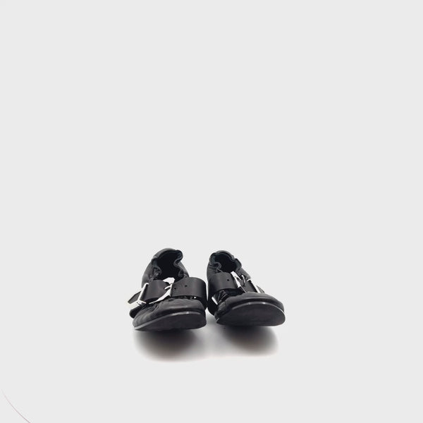 Versace Black Leather Ballet Flats - Size UK 5