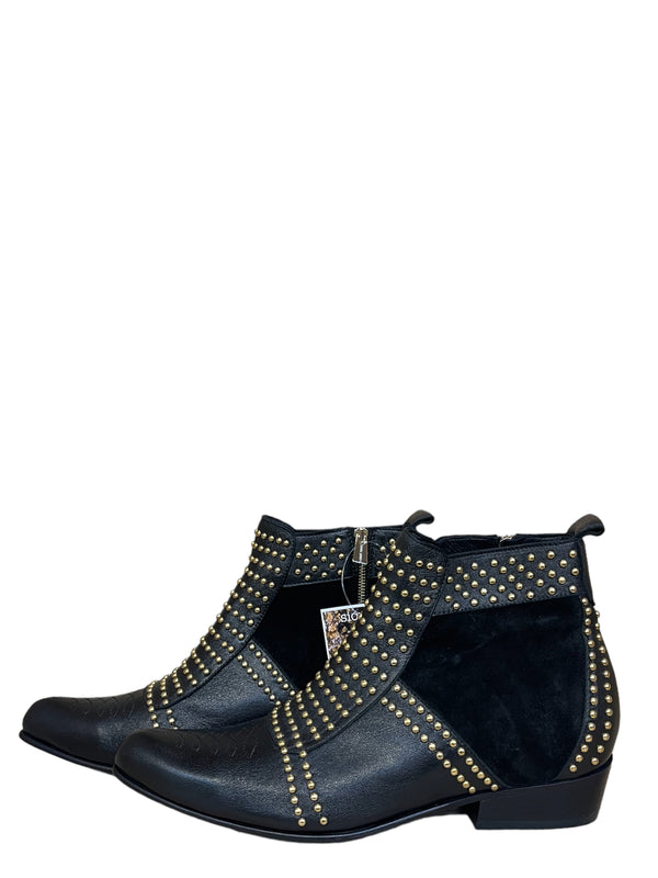 Anine Bing Charlie Stud-Embellished Black Leather Boots - UK 6 / EU 39