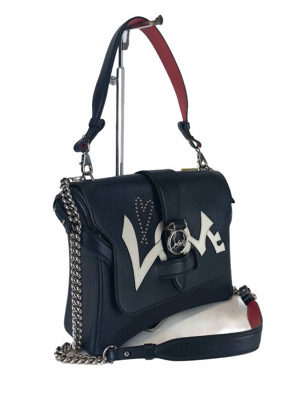 Christian Louboutin Navy Leather "Ruby Lou" Love Shoulder Bag - Siopaella Designer Exchange