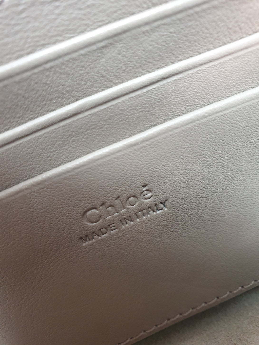 Chloe Taupe Leather “Faye” Mini Wallet on Chain - Siopaella Designer Exchange