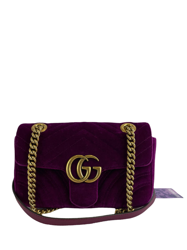 Gucci Small Purple Velvet "Marmont" Flap