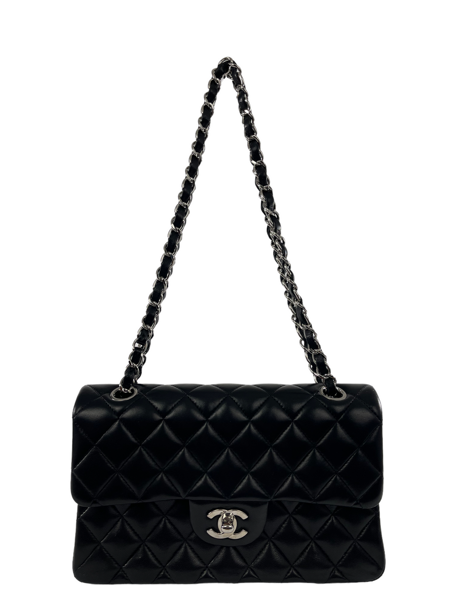 CHANEL Lambskin Quilted Small Double Flap Black 1297509