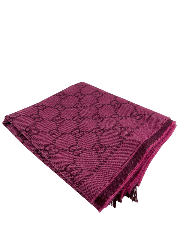 Gucci Raspberry GG Wool Monogram Scarf