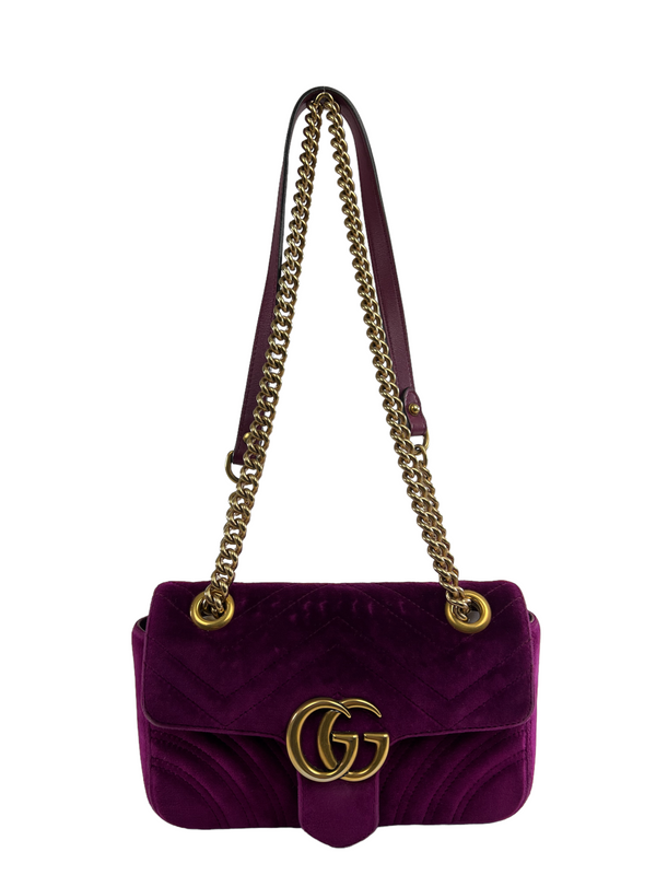 Gucci Purple Velvet Mini Marmont Crossbody