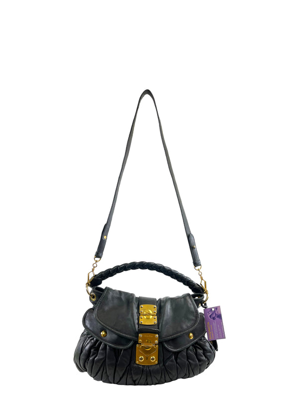 MiuMiu Black Leather Crossbody Handbag
