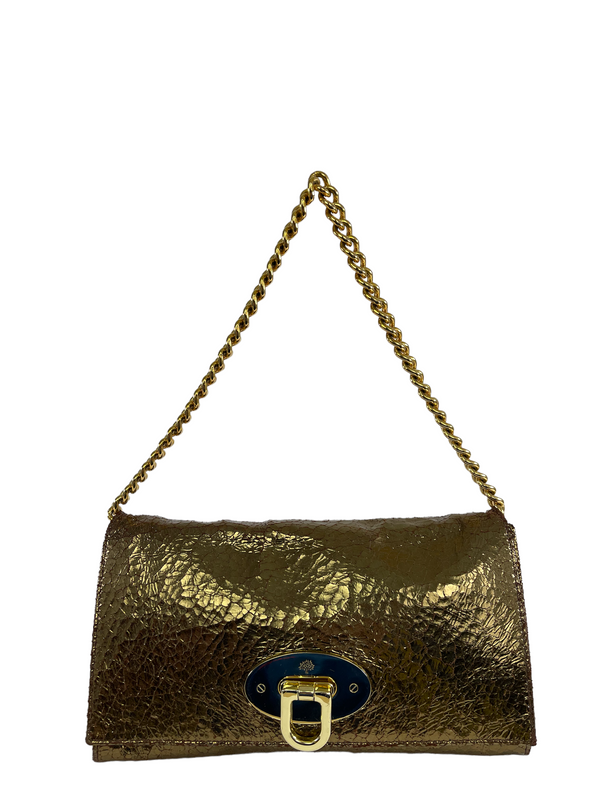 Mulberry Gold Crinkle Effect Leather Shoulder Bag