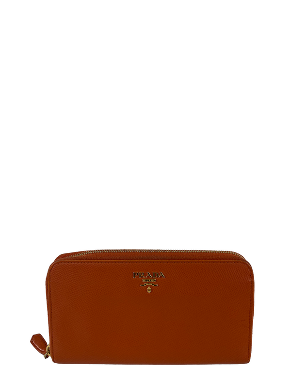 Prada Orange Leather Wallet