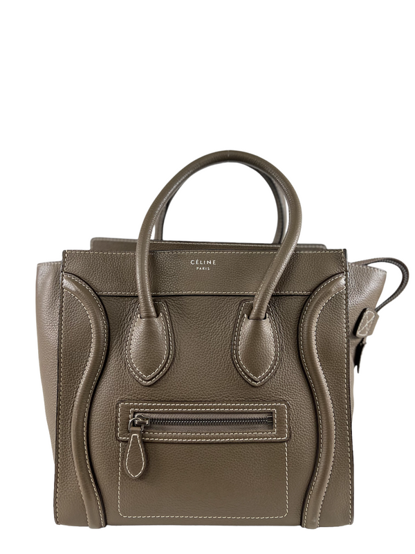 Celine Beige Leather Luggage Handbag