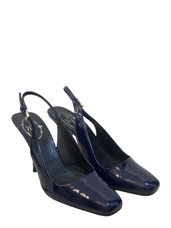Prada Navy Patent Leather High Heel- UK 7