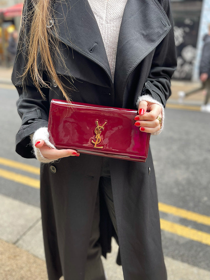 Ysl red leather clutch Clearance