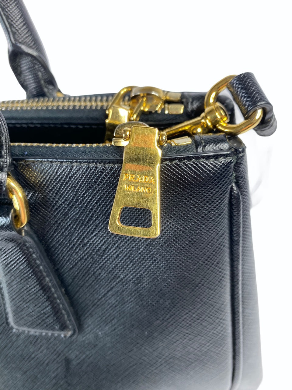 Prada Black Saffiano Leather Double Zip Tote - Siopaella Designer Exchange
